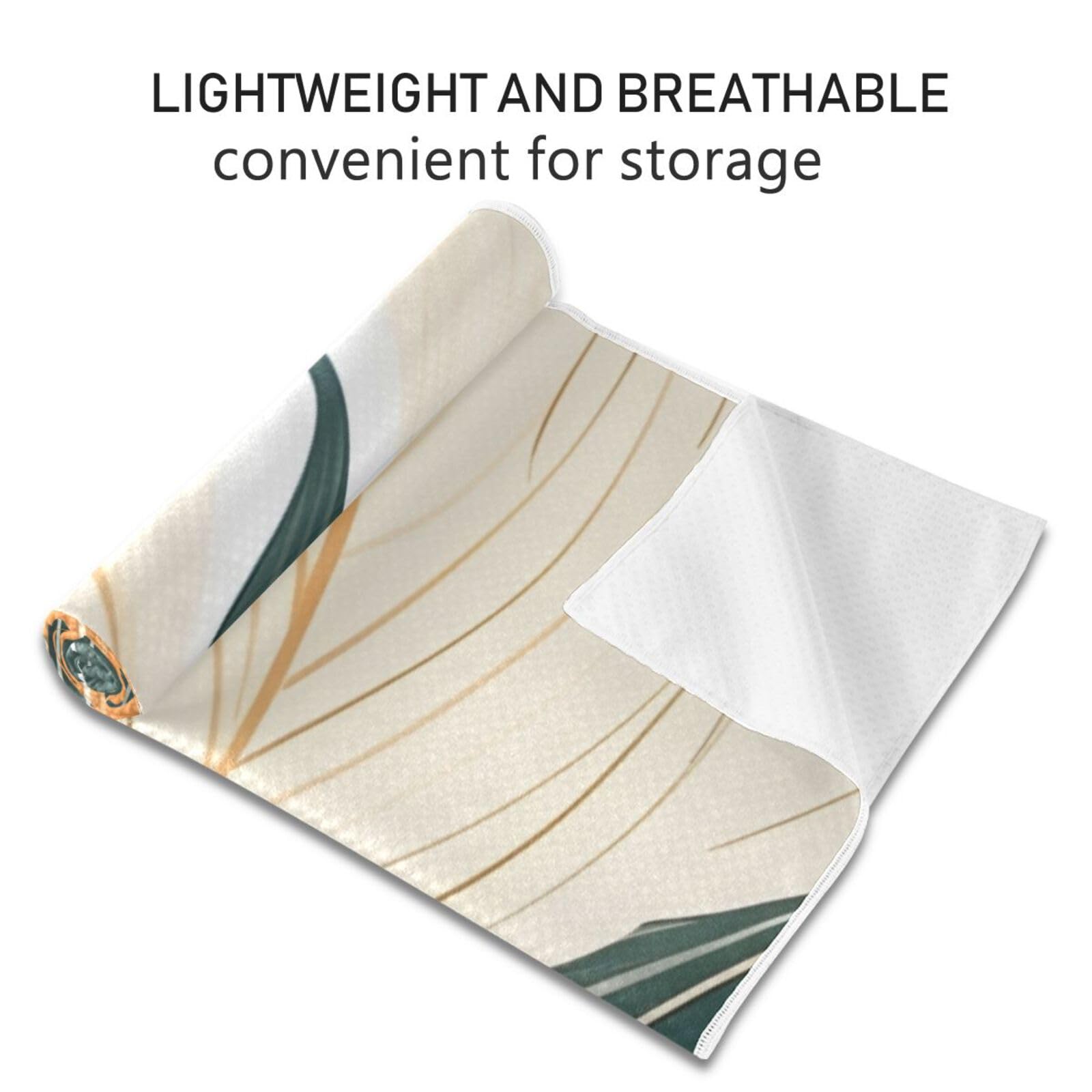 Hezely Non-Slip Hot Yoga Towel - Mat-Sized, Super-Absorbent Microfiber Sweat Towel for Gym, Bikram, Pilates and Yoga Mats,Leaf of Japanese Banana