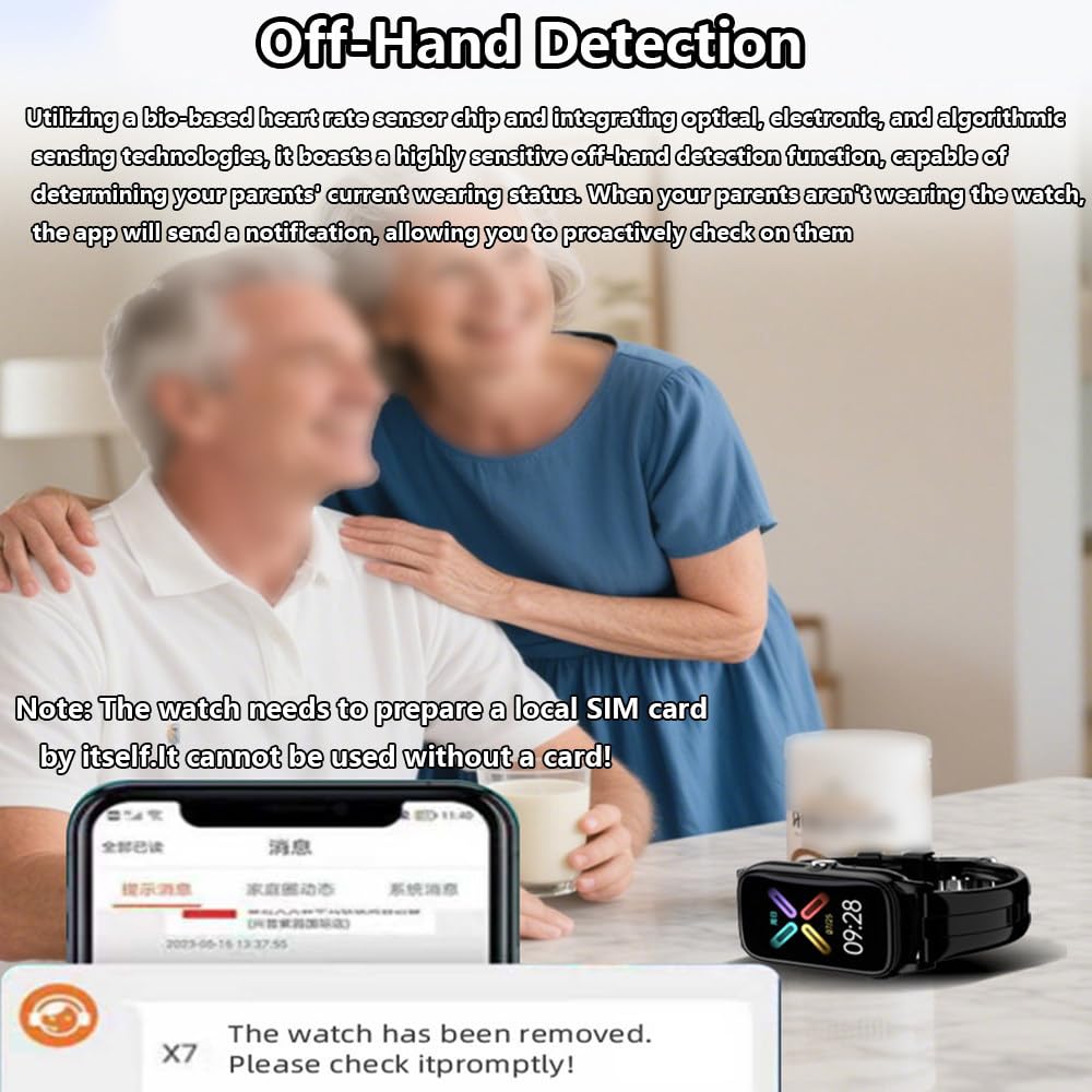 Reloj inteligente de detección de caídas con videollamada, posicionamiento GPS, llamada de emergencia SOS, monitoreo de salud, pantalla táctil de 1.5 pulgadas, impermeable, frecuencia cardíaca, valla