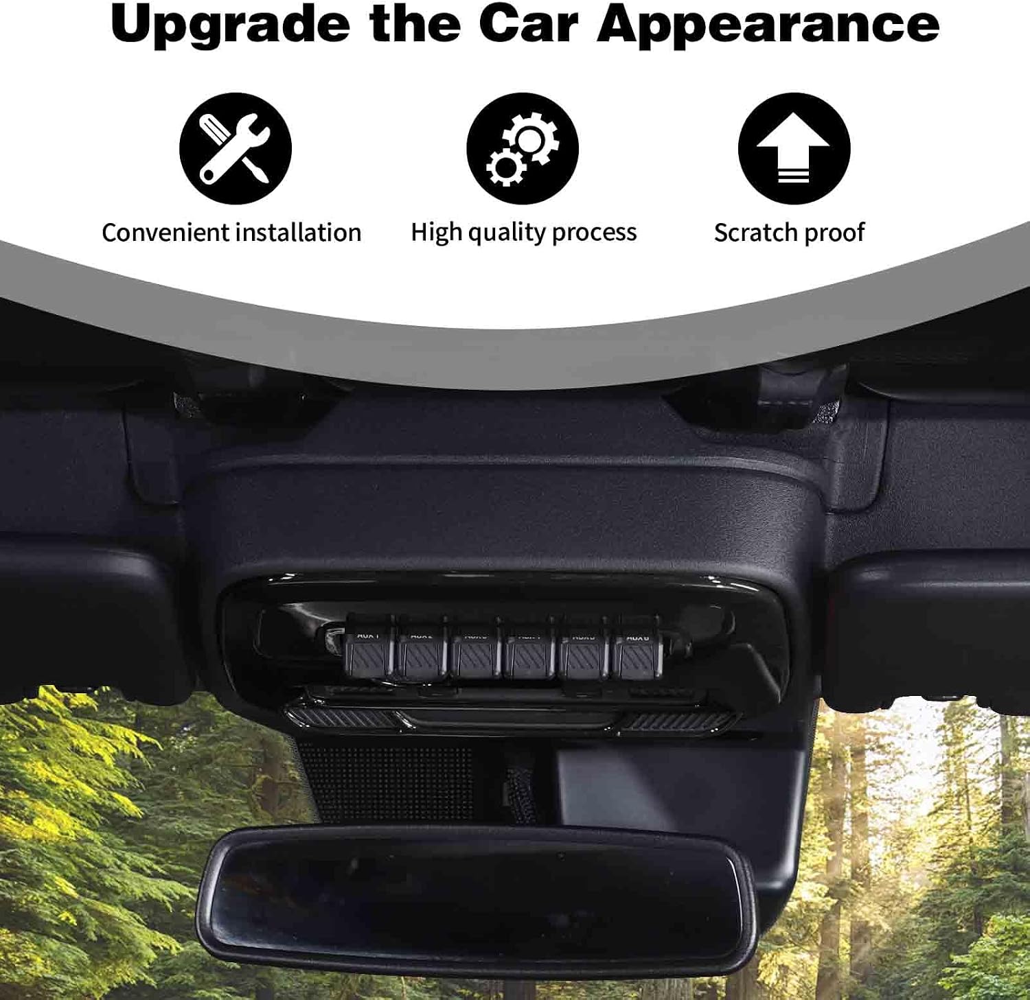 for Bronco Overhead Console Panel Front Map Lights Cover Trim Black for Ford Bronco 2021 2022 2023 2024 up Black Interior Accessories