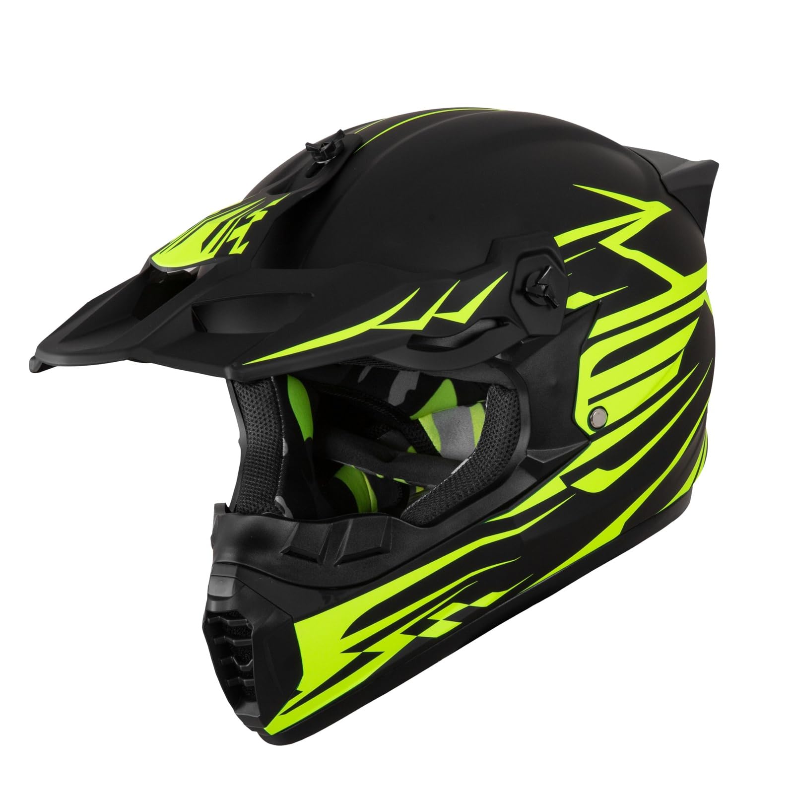 Casco Motocross Juvenil - Diseño con Alerón Trasero Estilizado + Kit Completo (Gafas & Guantes & Máscara) para Quad/MTB/BMX(As Yellow,M(54~55cm))