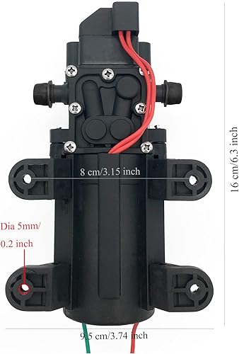 Miniatura 2 de G Ganen Bomba de agua dulce de 12 V CC con 2 abrazaderas de manguera, bomba de diafragma de 12 voltios, bomba rociadora autocebante con interruptor