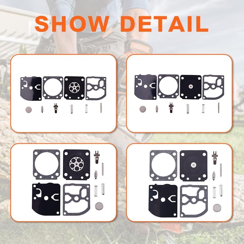 Miniatura 5 de Kit de reparación de carburador, para Poulan PPB4218 P3816 PP3416 P4018 SM4218AVX SM4518AVX PP3516AVX PP4218AVX P4018WTL gas para motosierra