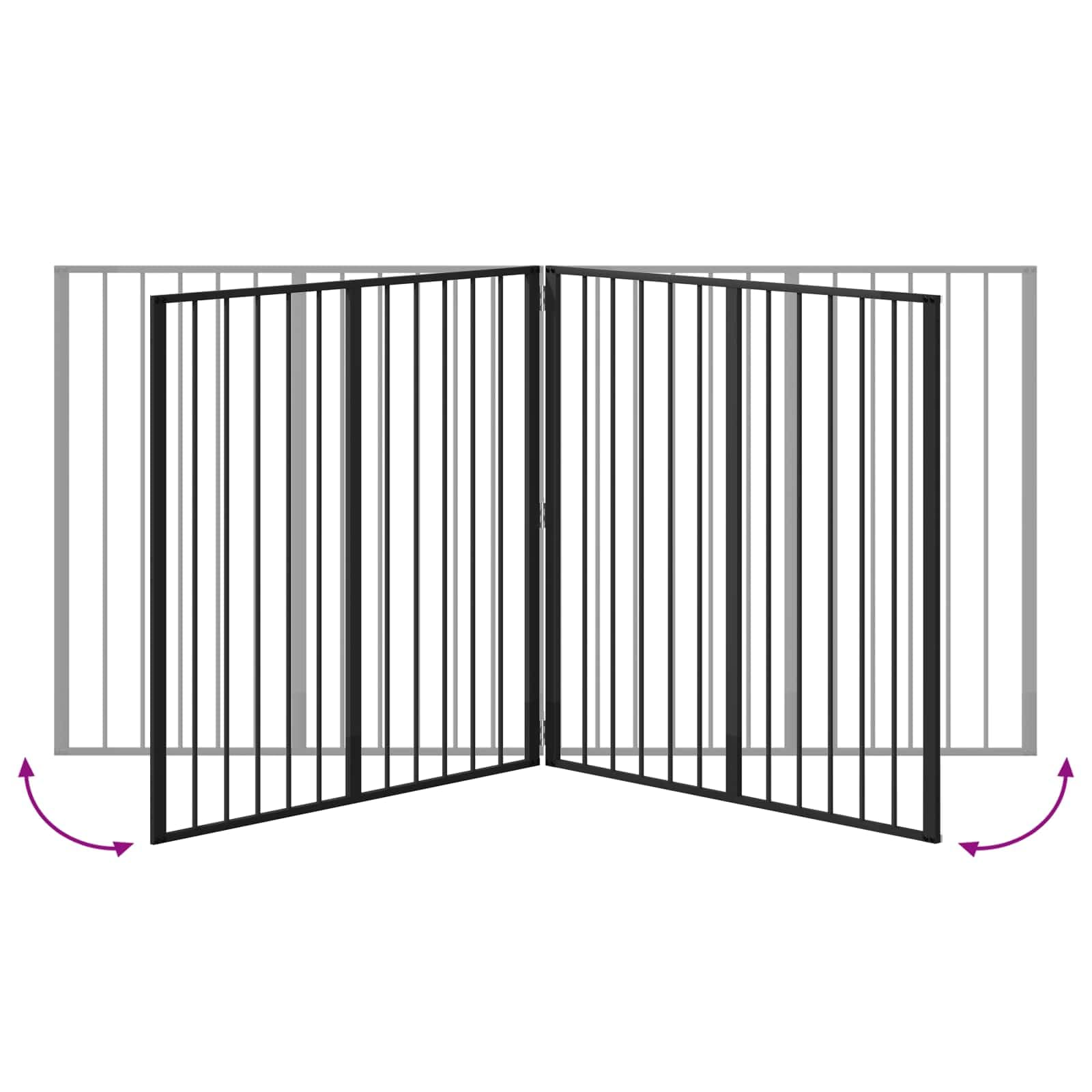 Puerta para perros de 4 piezas, acero galvanizado negro, 100 x 100 cm, plegable, para interior, para cachorros, seguridad y protección en el salón, versátil