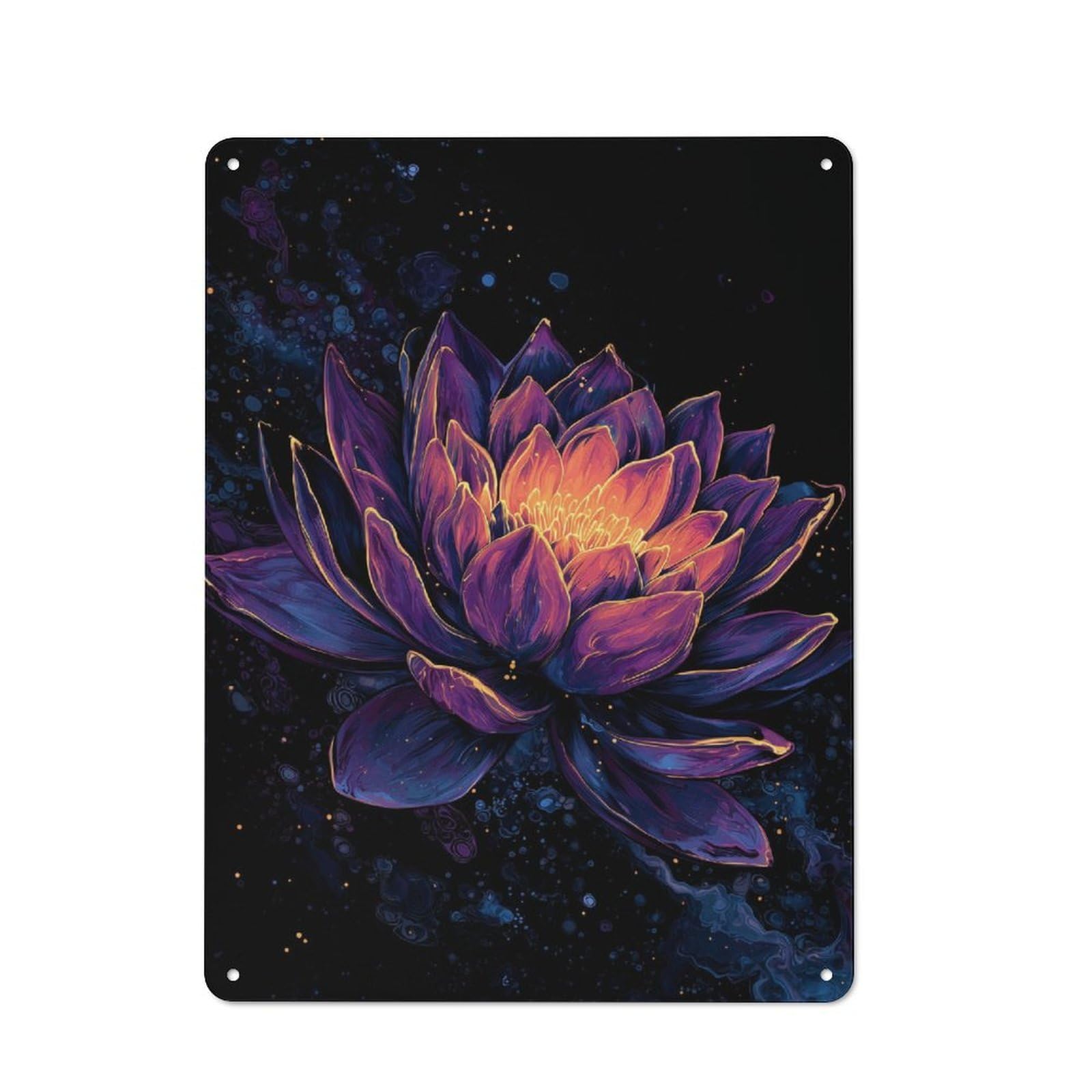 Junmoney Enchanted Lotus Bloom Printed Metal Sign 40X30cm For Studio Or Craft Room, For Creative-Space Collectors