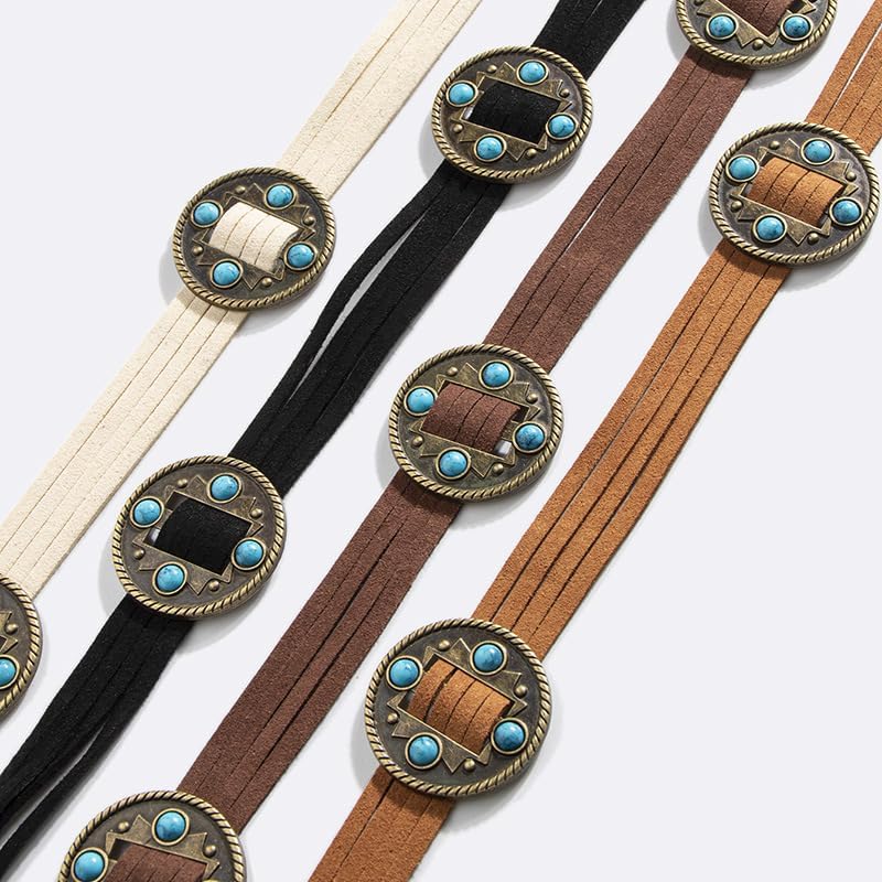 Belts Western Style with 6 Blue Beads, Stylish Accessory for Outfits, Ideal for Casual Wear，Black, 1 Piece2