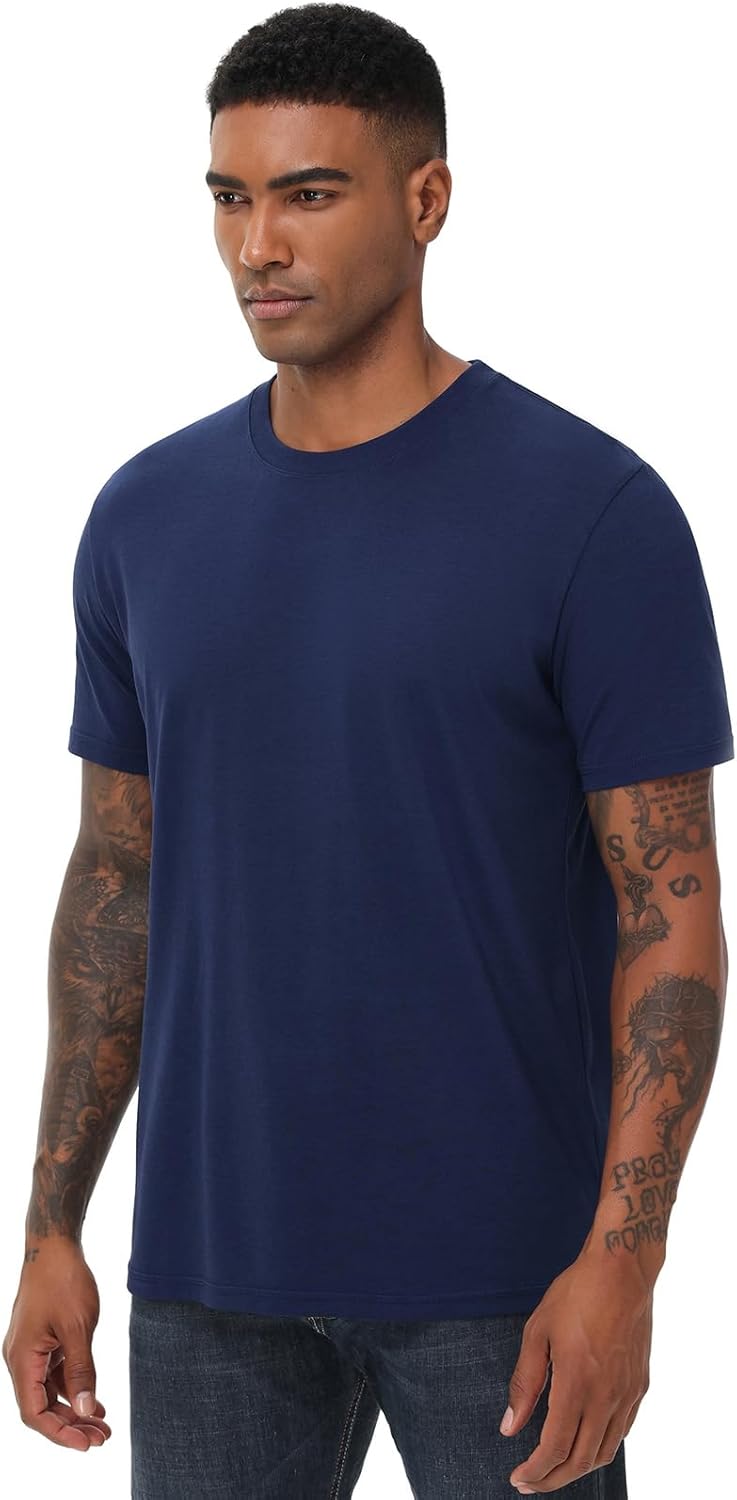 KEEPSHOWING Mens T-Shirts Short Sleeve Stretch Moisture-Wicking Crewneck Cotton Shirt for Man Athletic Running Gym Workout - Image 4