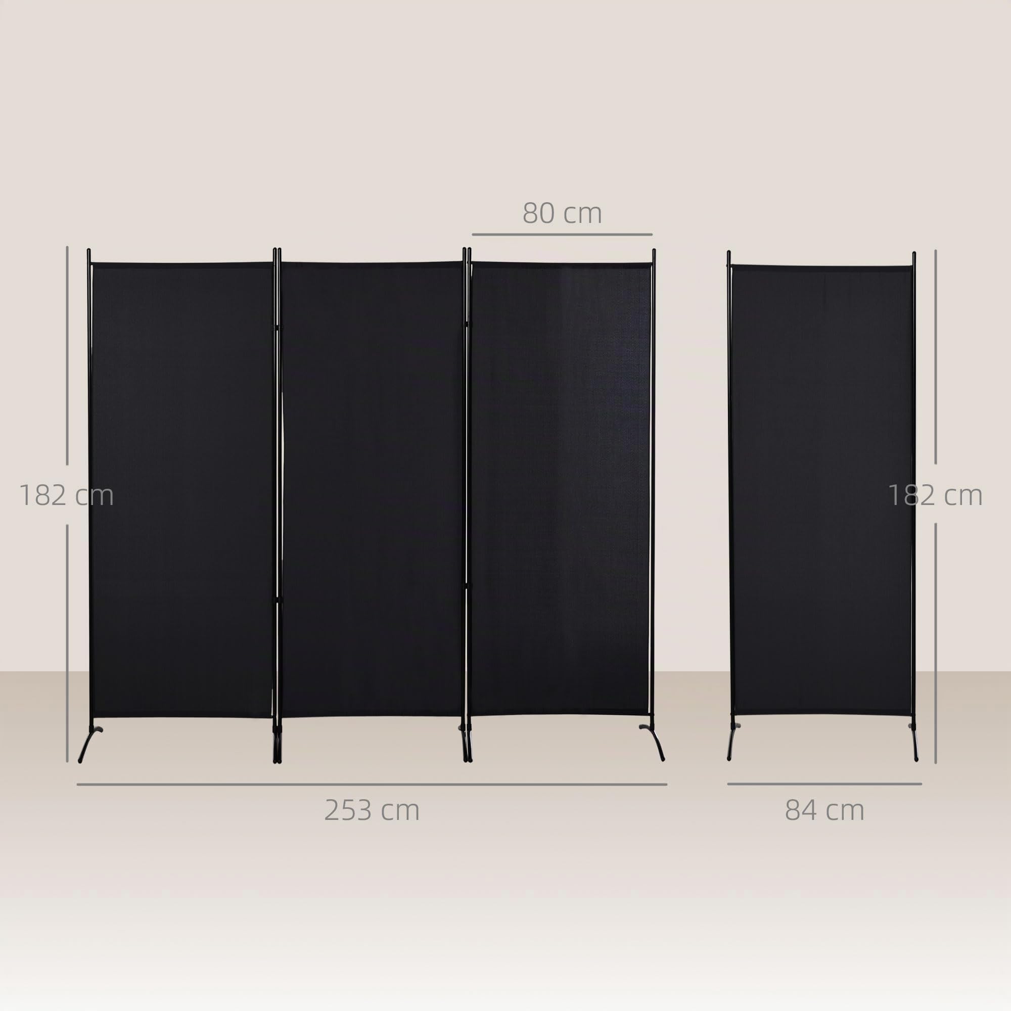 HOMCOM Paravent 3 Panneaux Store Latéral 253 x 50 x 182 cm Noir
