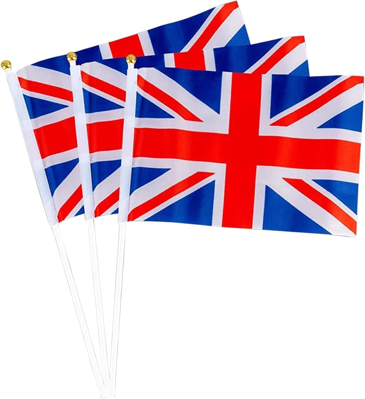 SHATCHI10pcs Union Jack Hand Flags Queen's Platinum Jubilee Waving Flag Royal Street Party Celebrations Sporting Events Pub BBQ Car Decorations