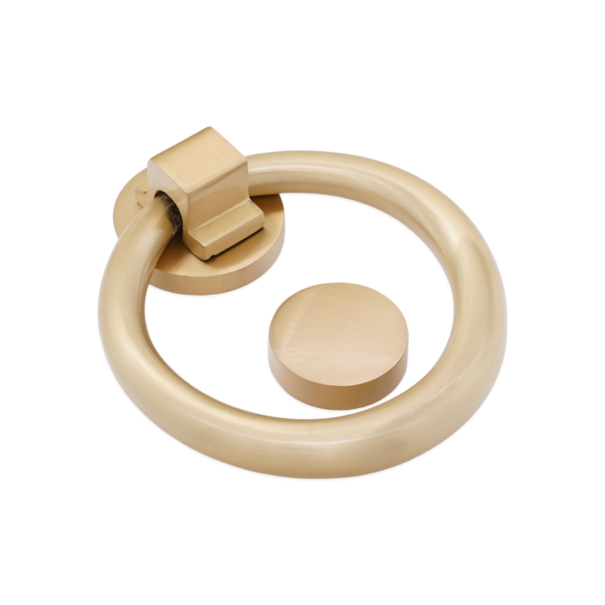Infinity Decor Wiktoriańska satynowa mosiężna kołatka do drzwi pierścieniowych 110 mm – solidna mosiężna elegancka kołatka do drzwi wejściowych do mebli
