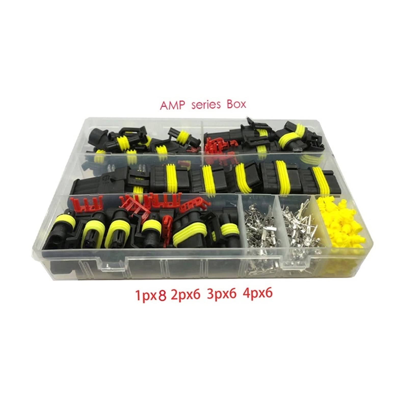 1. Scatola 305. PC supersei. Amp. Tyco Impermeabile 12V Filo Elettrico Maschio Femmina connettore Nero Set Kit con terminale a crimpare (Package : 1 Box)