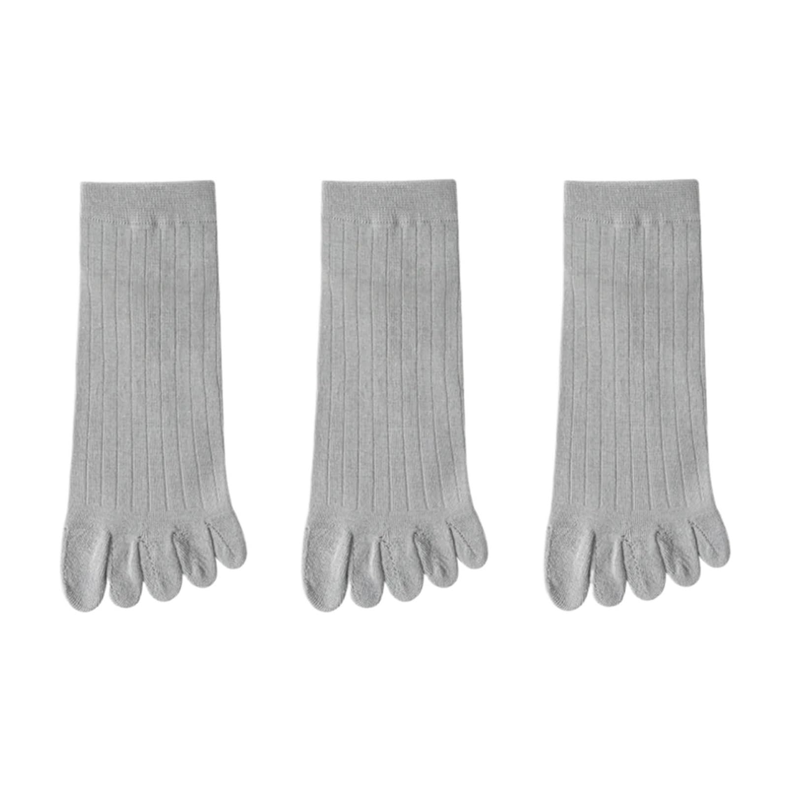 IRFHDCX Toe Socks 3/5 Pairs Five Finger Socks Breathable Ankle Short Thin Cotton Toe With Separate Fingers Sports(3 pairs Gray)