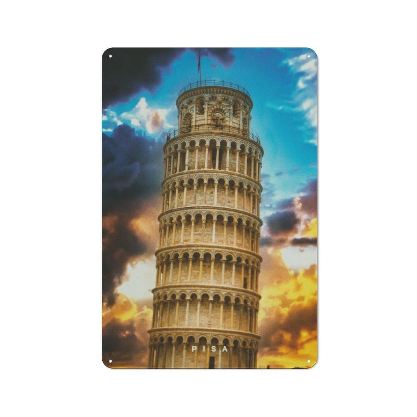 Junmoney Pisa Tin Sign 30X20cm With For Workshop Wall, Vintage Decor, For Metal Sign Collectors, For Garage And Workshop Walls