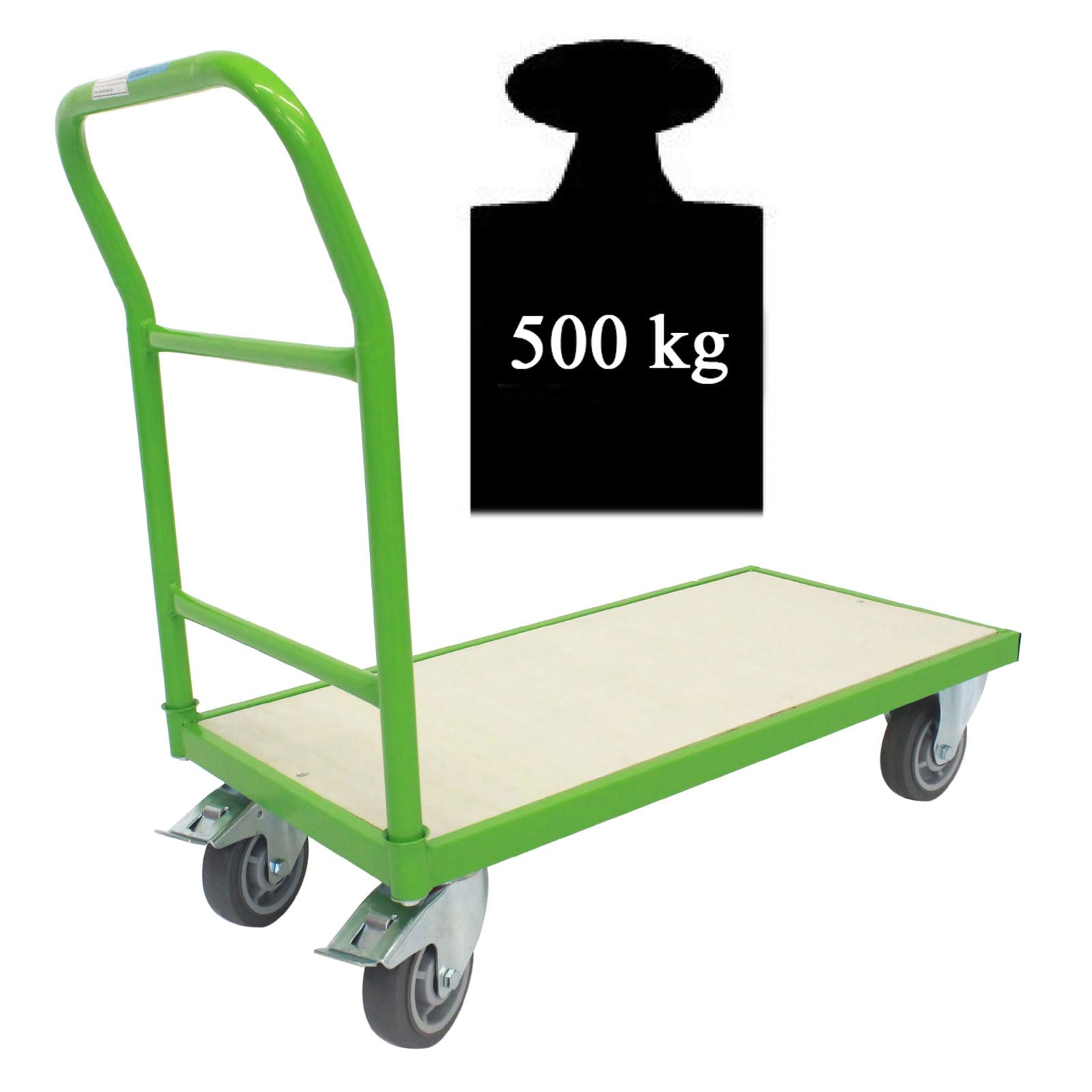 TRUTZHOLM Plattformwagen mit Feststellbremsen | 500 kg | 100 x 52 x 95 cm | Transportwagen Griff abnehmbar | Handwagen Magazinwagen Wagen