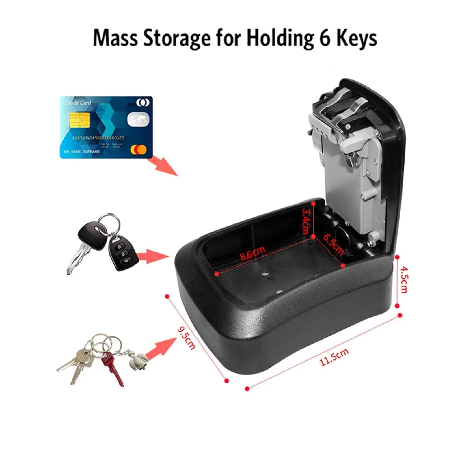 Caja de bloqueo de almacenamiento de llave inteligente IPX5, caja fuerte de aleación con contraseña dinámica a prueba de agua, caja de seguridad con Control remoto Bluetooth, Caja Fuerte Pequeña(Tuya