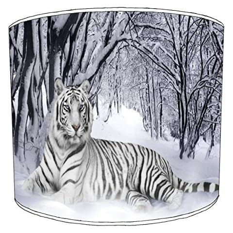 White Tiger Ceiling Lampshade with Personalisation Cover