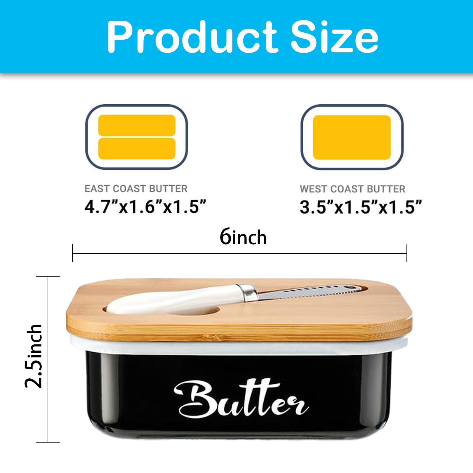Butter Dish with Lid,Metal Butter Keeper with Stainless Steel Multipurpose Butter Knife,Lightweight Unbreakable Butter Container for Countertop Upgrade Double Silicone Seal - Image 2