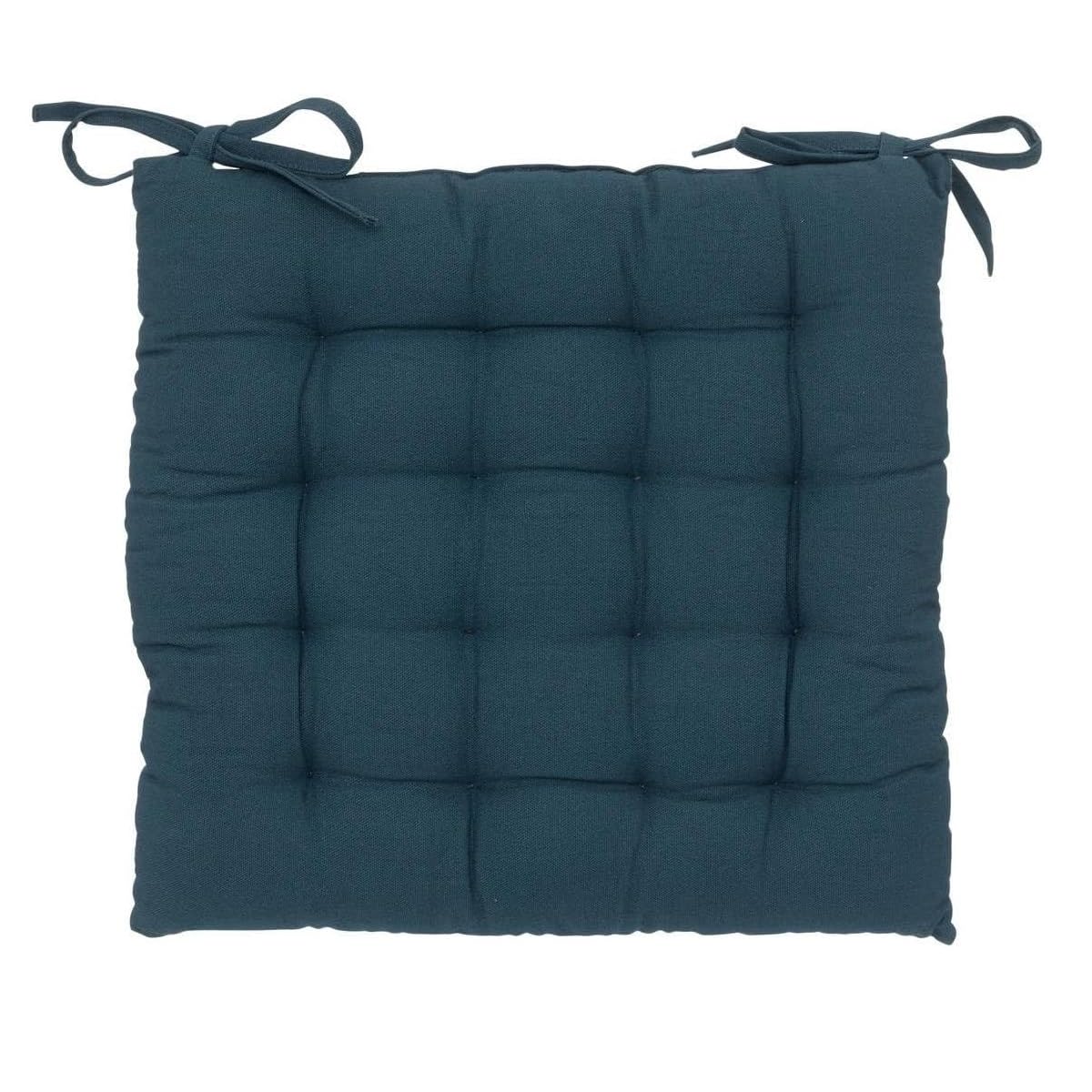 1001kdo Assise de Chaise matelassée Coton 38 x 38 cm Bleu
