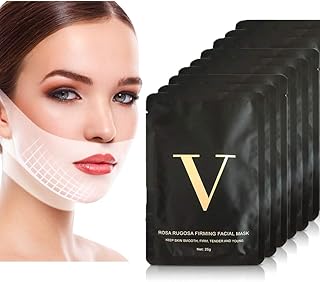 9 Pcs 2019 4D Double V Line Shaped Slimming Face Mask, Rosa Rugosa Moisturizing Firming Facial Lifting Chin Up Mask, Lifting Band Patch for Face, Reduce Double Chin, Tightening Neck (9pcs)