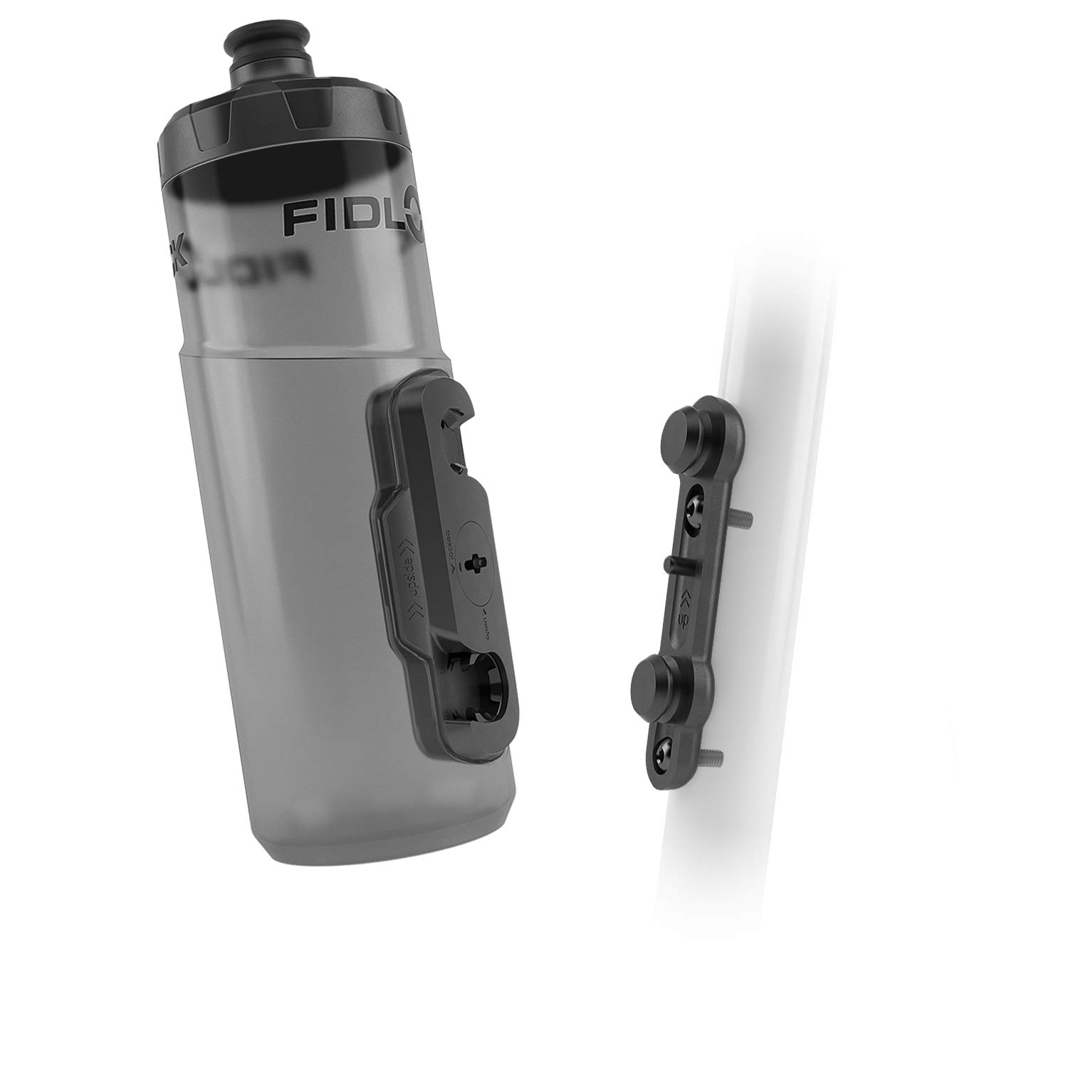 Fidlock Twist Bottle Set with Mount, Securely Securely Attaches to Your Bottle, Just Twist and Disengage, 20.3 fl oz (600 ml), Twist Bottle 600+Bike Base Smoke