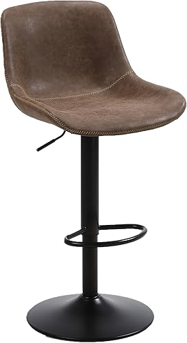 Juego de 2 taburetes de bar, taburetes de bar giratorios de altura de mostrador con respaldo, sillas de bar ajustables, taburete alto de piel