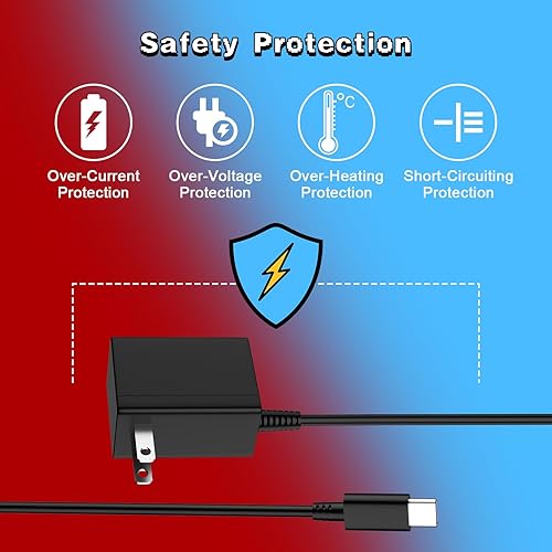 Miniatura 6 de Cargador USB-C de 39 W compatible con Nintendo Switch, OLED, Lite, Dock, compatible con Switch 2 y Pro Controller 15V2.6A compatible con modo TV