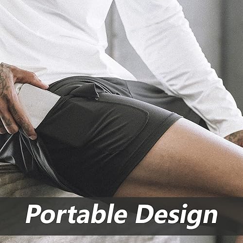 Miniatura 4 de JWJ Men's Running Athletic Workout Sports Mens 2 in 1 Shorts Breathable Gym Short for Men with Pocket