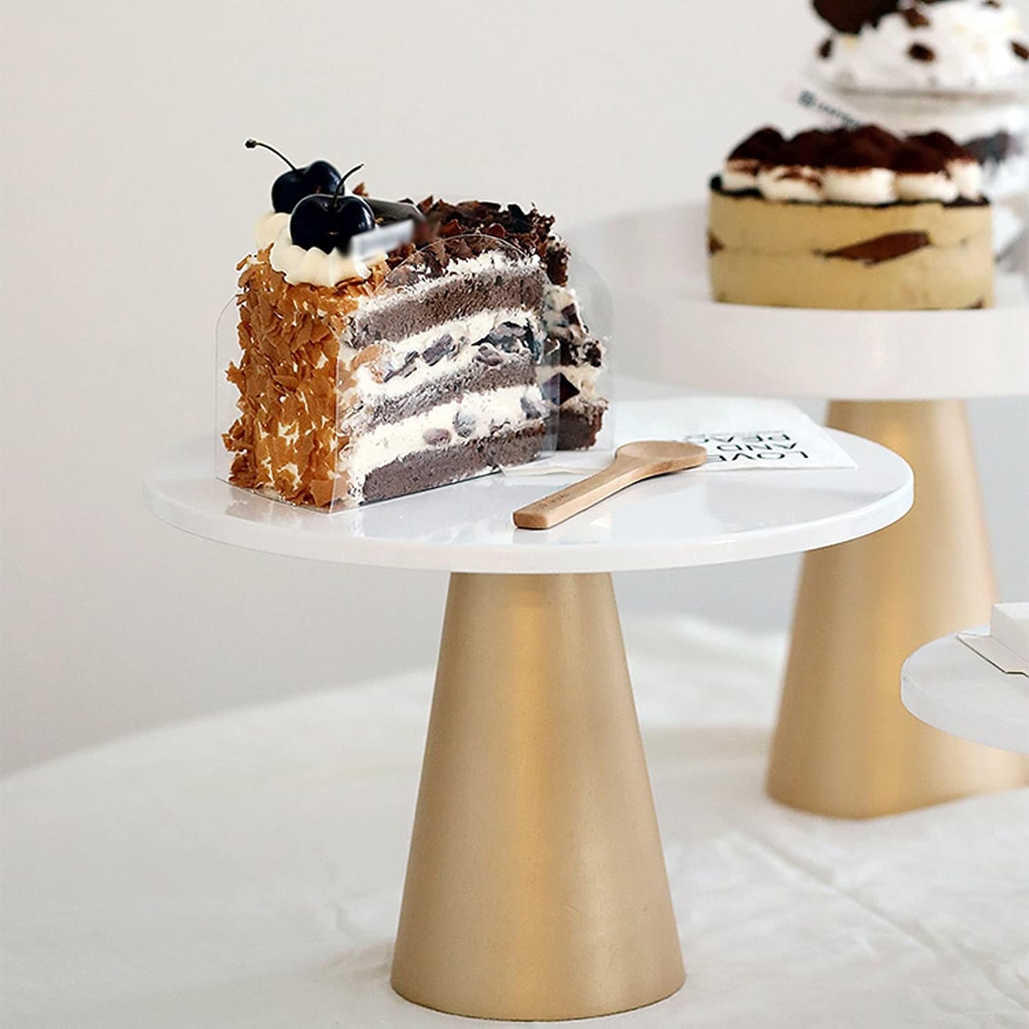 White Cake Tray Metal Dessert Table Tall Cake Display Stand Multi-Purpose Serving Tray Dessert Stand for Weddings, Parties, Banquets Cake Holder
