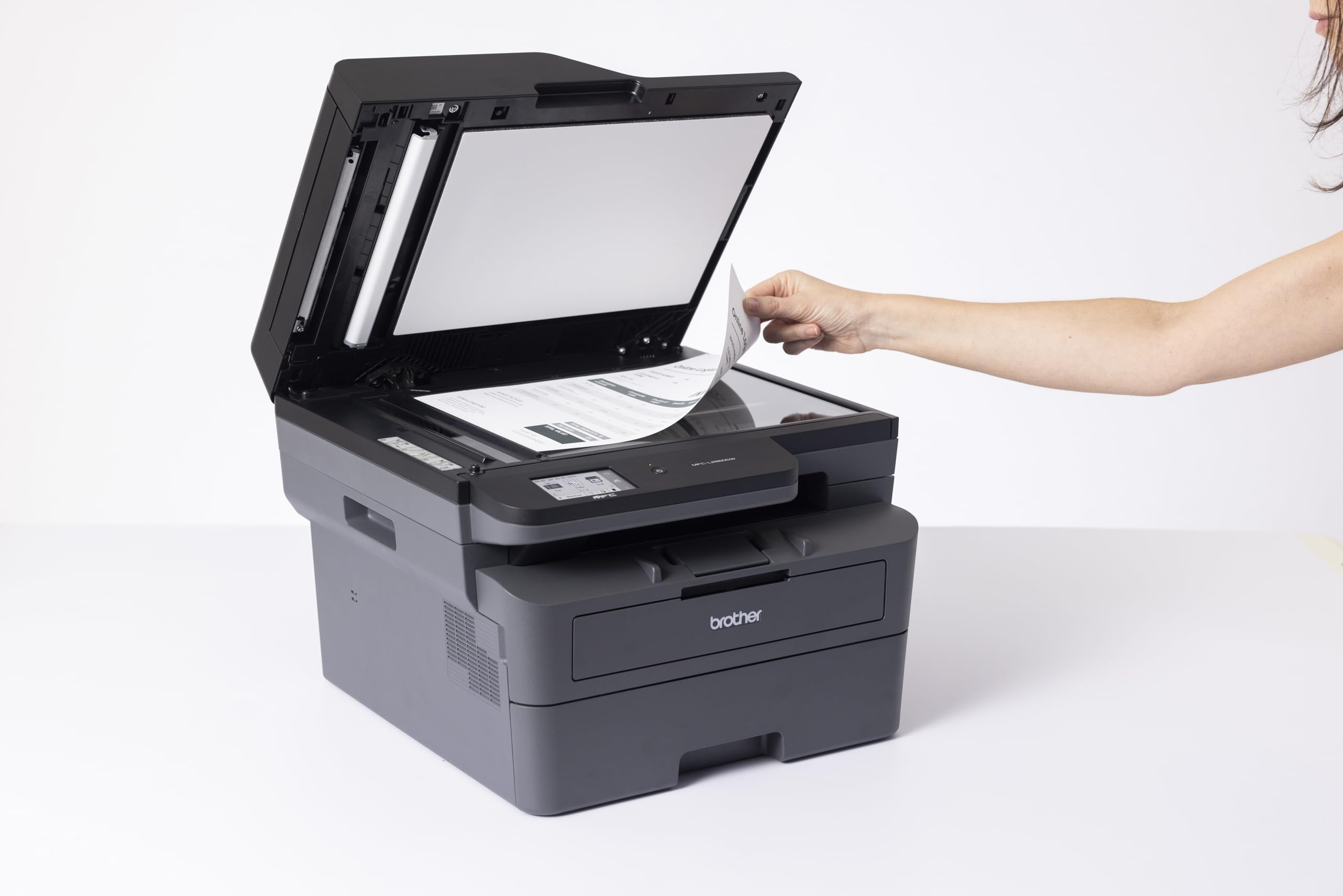 Brother MFC-L2860DWE 4-in-1-Multifunktions-Laserdrucker, 34 ppm, Duplexdruck, 6,8 cm Touchscreen-Farbdisplay, Fast Ethernet, WLAN mit 5 GHz und USB 2.0