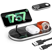 LOOWARTS Compatibile con Caricatore Wireless iphone 3 in 1, Qi2 Magsafe Apple 25W, Stazione Ricarica Apple iphone 16 15 14 13 12Serie, Apple Watch, Airpods, Samsung Google Pixel Xiaomi ecc