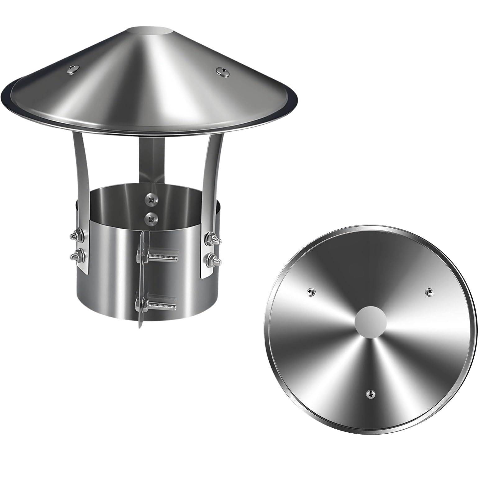 GKSNCJSMF Adjustable Chimney Rain Caps Chimney Cowl Stainless Steel，Flue Pipe Vent Cover Cap，75-315mm Round Roof Cowl for Fireplace Stove Pipe，with Screws and Gloves(130mm/5.11in)