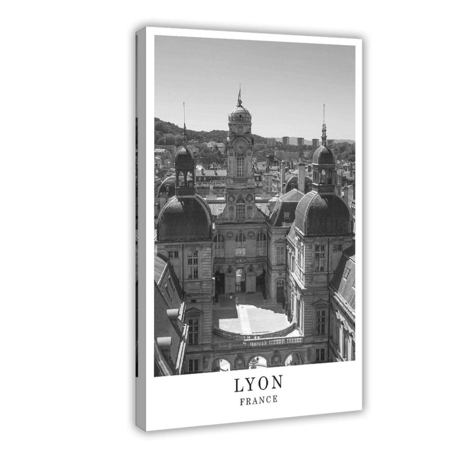 HEYANM Lyon Travel Print Black And White Lyon City Poster France Wall Art Print Minimalist Wall Décor Poster Gift Jpg Canvas Poster Bedroom Office Room Decor Gift Frame 24x36inch