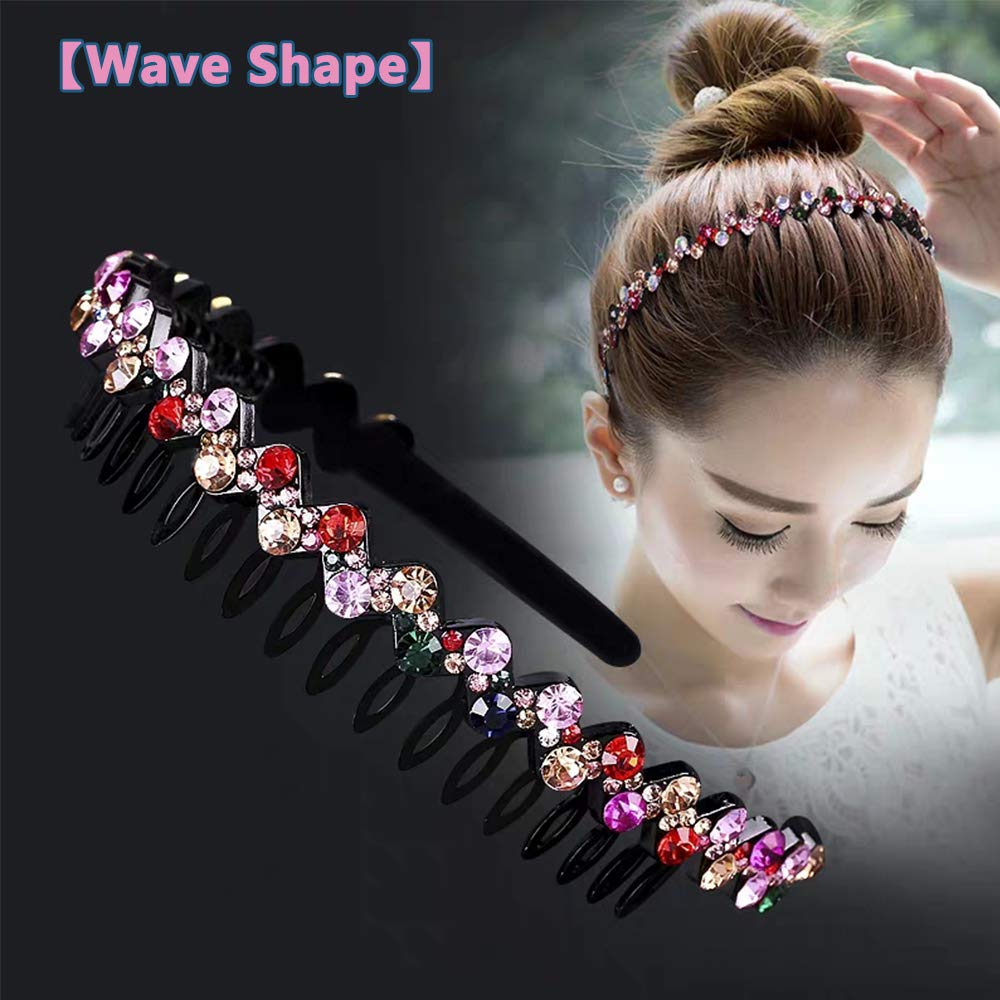 2 Pezzi Cerchietti per Capelli Donna Fasce per Capelli Moda Accessori per Capelli Antiscivolo Intrecciati Fasce per Capelli Eleganti Vintage 2 Colori (Nero+Rosso, ONE SIZE