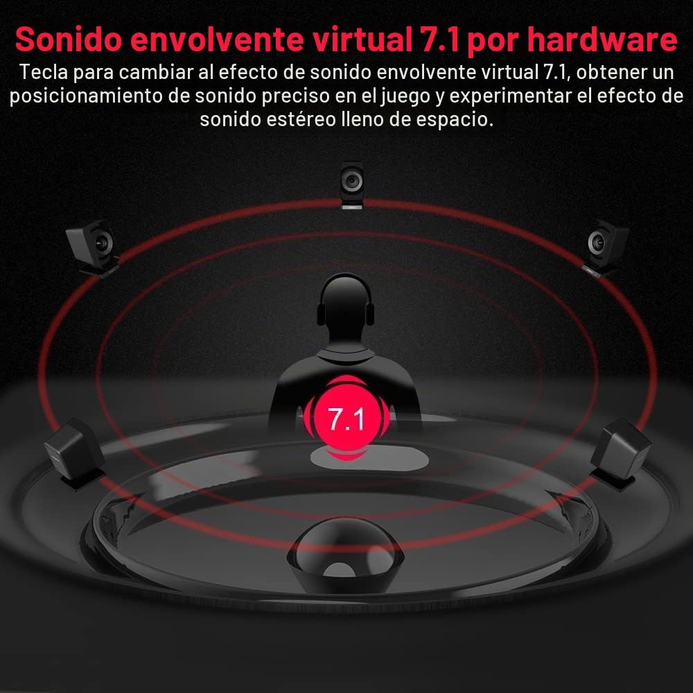 1Mii Tarjeta de Sonido USB a Adaptador de Audio Jack de 3.5 mm, Sonido Envolvente Virtual 7.1, Funciona para Auriculares PS4/PC/MAC/estéreo, Tarjeta de Sonido Externa Plug and Play