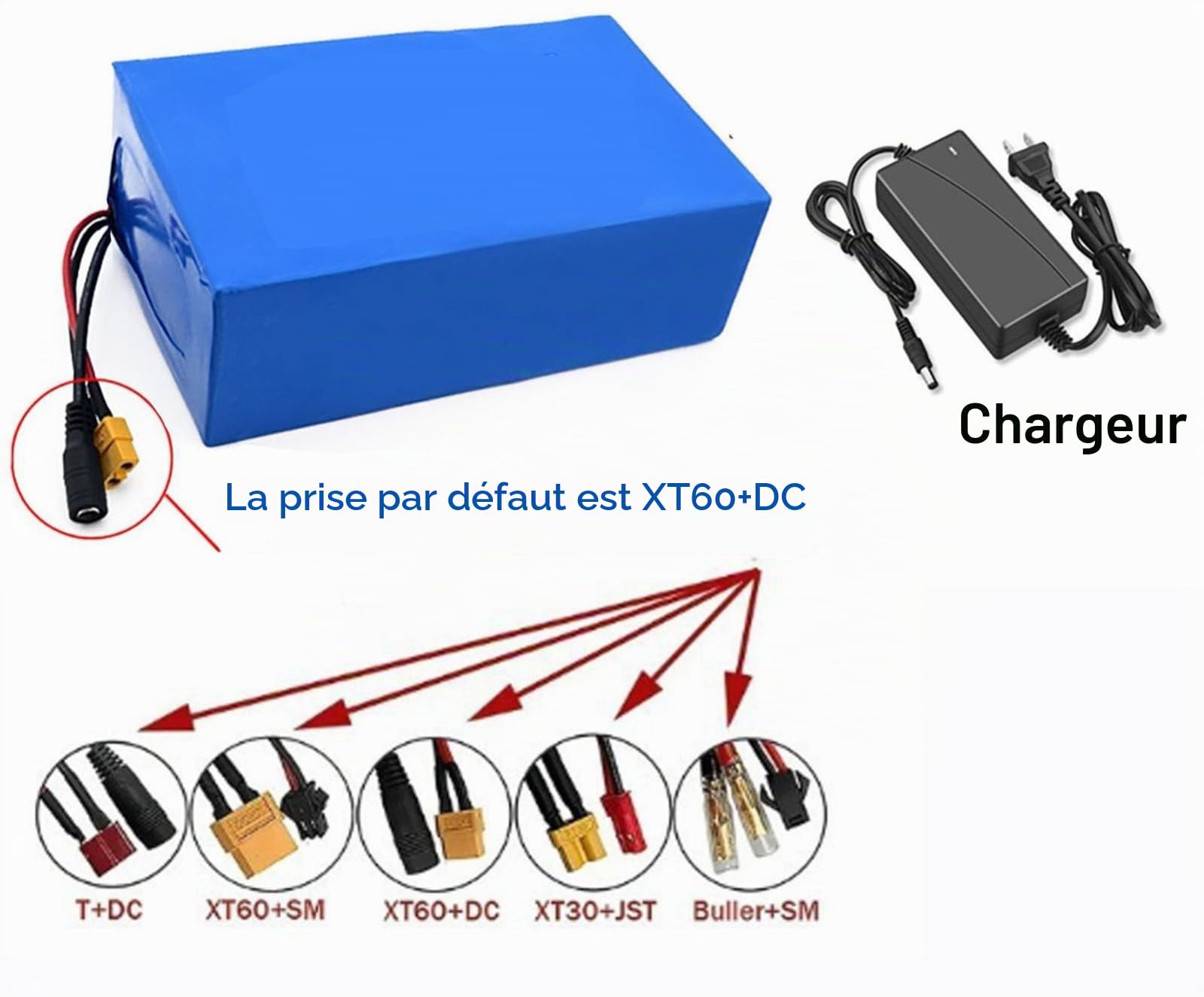 Batterie De Vélo Électrique 48 V 20 Ah, Batterie Lithium 48V 13S 6P pour Vélo Électrique, avec Chargeur, Batterie Lithium 48 V pour Scooter Trottinette électrique