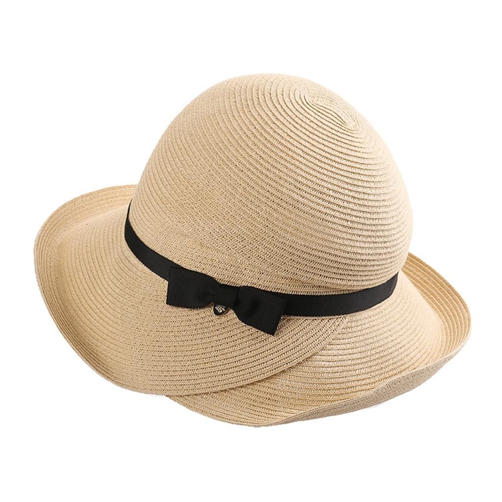Chapeau de soleil femme pliable avec nœud papillon élégant anti-UV