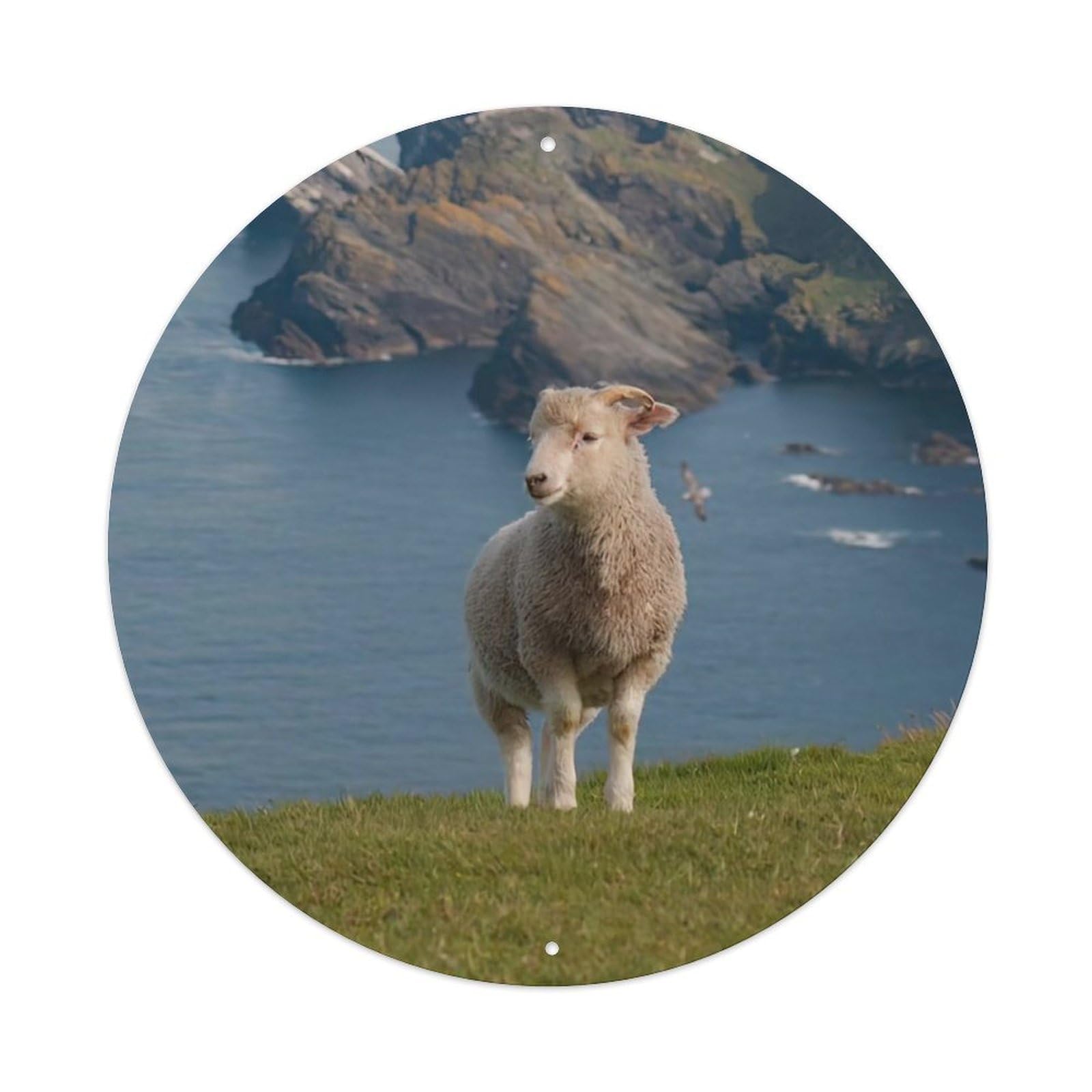 Animal Sheep on Grassland Vintage Metal Tin Sign Plaque Wall Decor for Cafe, Club Bar, Office, Garden Metal Poster 8x8Inch