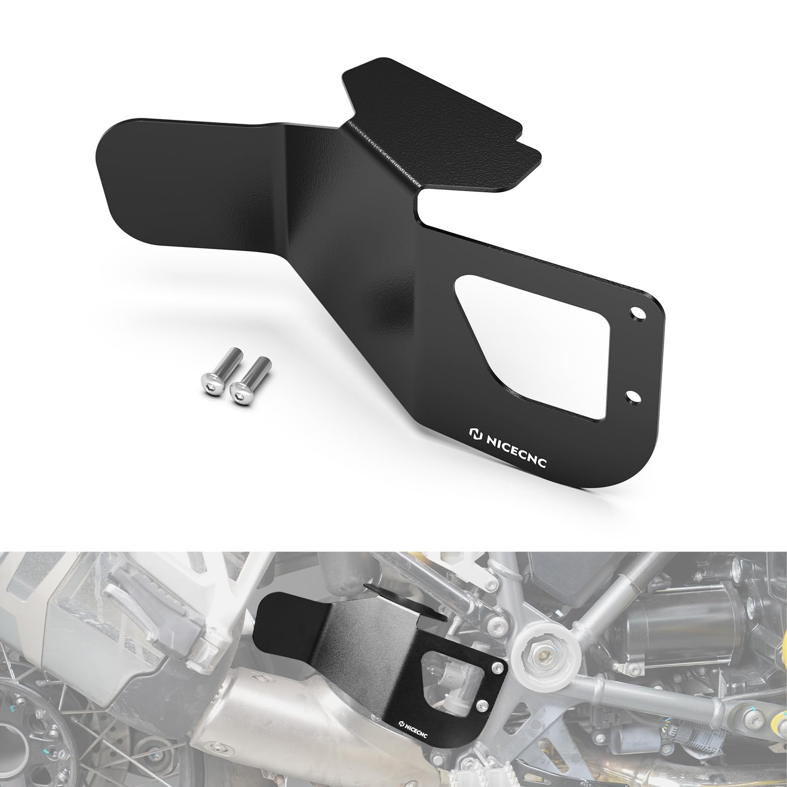 NICECNC Schwarzer Hitzeschutz-Spoiler Compatible with BMW R1250GS 2018-2023, R1250GS Adventure 2018-2023 2019 2020 2021 2022, R1250GS Accessories, Side Heat Shield, Side Insulation Panel, Aluminum
