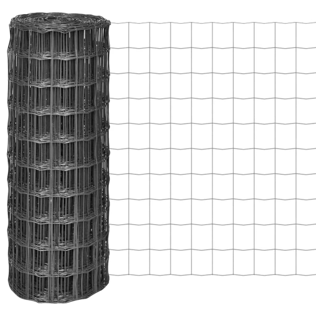 vidaXL Gartenzaun 10x1m – PVC-beschichteter Stahldraht, Grau, 100x100 mm Gitterzaun