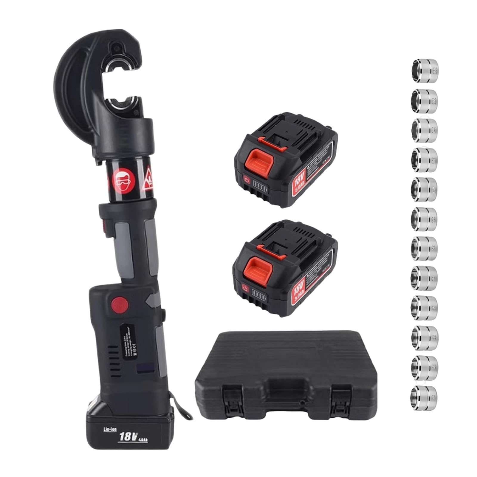 Hydraulic Crimper for Electric Cables 12 Tons – Electric Press Battery 18V for Terminals 16-400mm² with Double Energy Pack