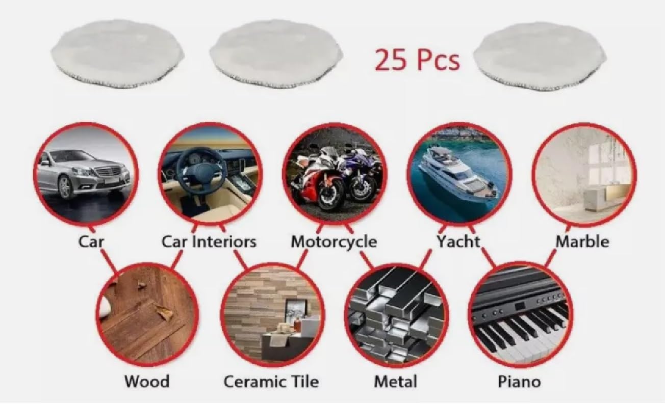 25 Pack LOT 3" DIAM Woolen Wheel MOP Cleaning/Polishing/Buffing Component Set