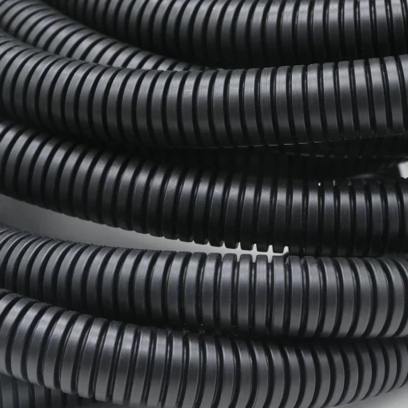 AD 7,5 mm ~ 34,5 mm Negro PP Tubo Corrugado Aislado Manguera de Alambre Tubo Corrugado de plástico Cable de Coche Funda Protectora Resistente al Calor(Close,AD 25 X ID 20MM_10 Meters)