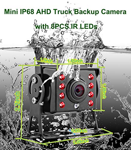 GreenYi-58 Wired AHD Truck Backup Camera Monitoring System, 7 Inch IPS DVR Dual Split Screen Monitor, 2PCS Mini IR Rear View Camera for Trailer Box Truck RV Camper Bus Van Motorhome 5th Wheel
