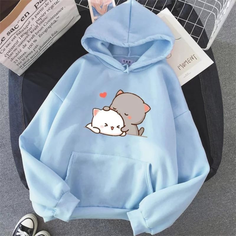 Image of Popster Printed Hooded Sweatshirt Hoody Fleece Regular Fit Full Sleeves Stylish Jumper Sweatshirts Winter Wear Hoodie for Women