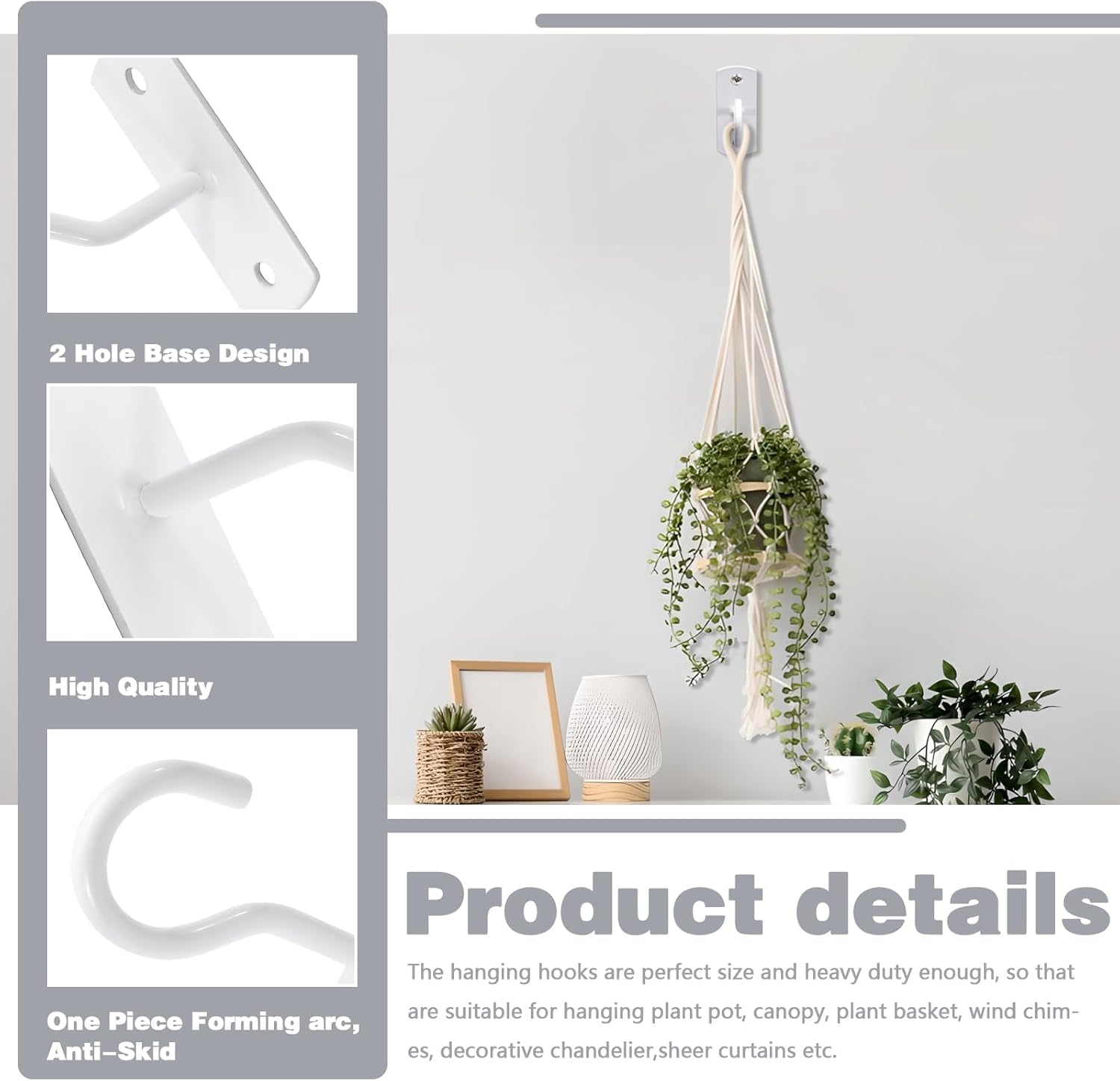 Metal Ceiling Hooks - Hang Plants & Lights -7