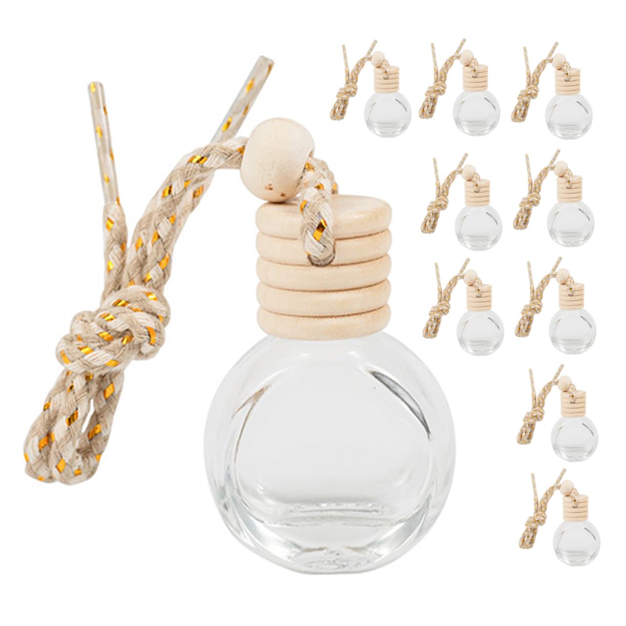 PRETYZOOM 5 Series Botella De Perfume Del Coche Colgante De Botella Difusora Ambientadora Botella Difusora De Coche Colgante Refillable Perfume Bottle Car Air Freshener Vidrio 10 Piezas X 5