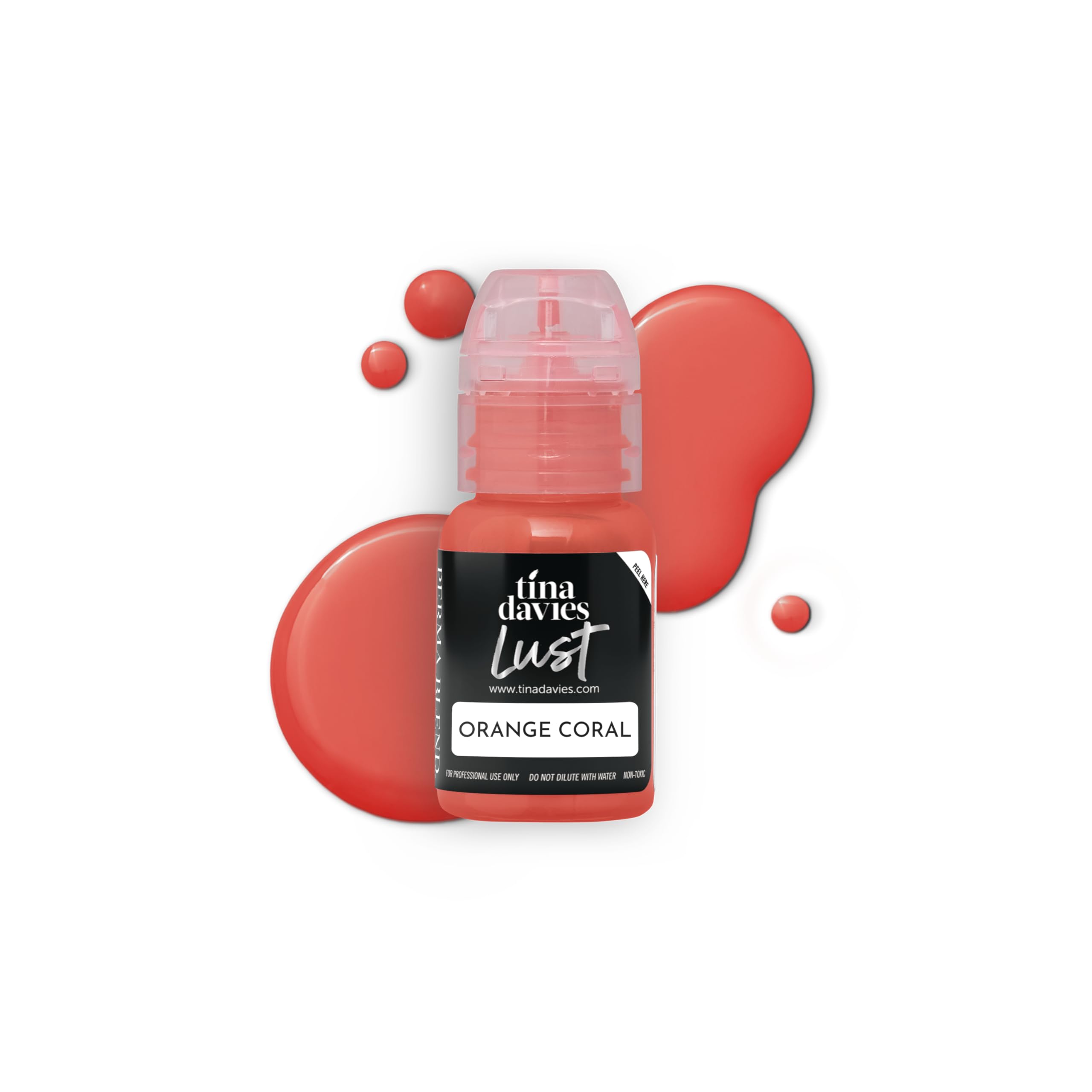 Tina Davies Professional Envy & Lust Lippenpigmente – Permanentes Lippen-Make-up – Farben heilen tongetreu – hohe Retention – Lust Orange Coral, 15 ml Flasche