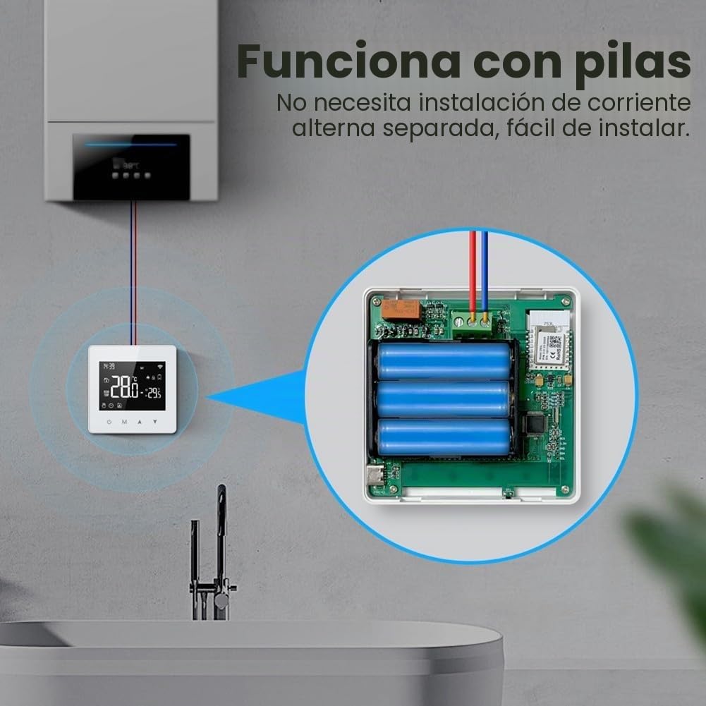Termostato Inteligente WiFi para calefacción de Caldera de Gas, Controlador de Temperatura programable Tuya/Smart Life, Control Remoto, Ahorra energía y costos, Compatible con Alexa Google Assistant