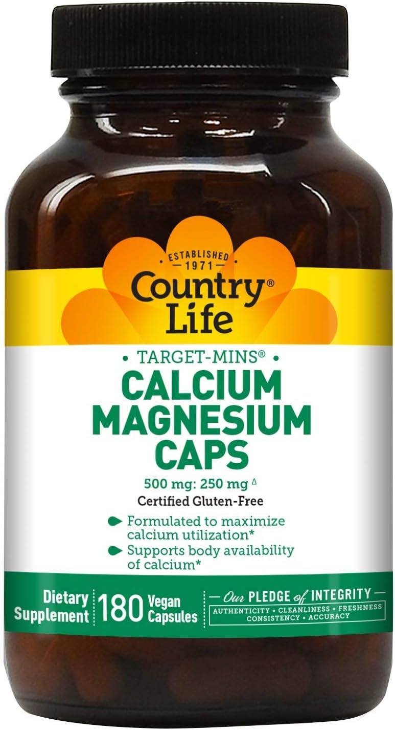 Country Life Target-Mins, Calcium-Magnesium Caps, 180-Count : Health & Household
