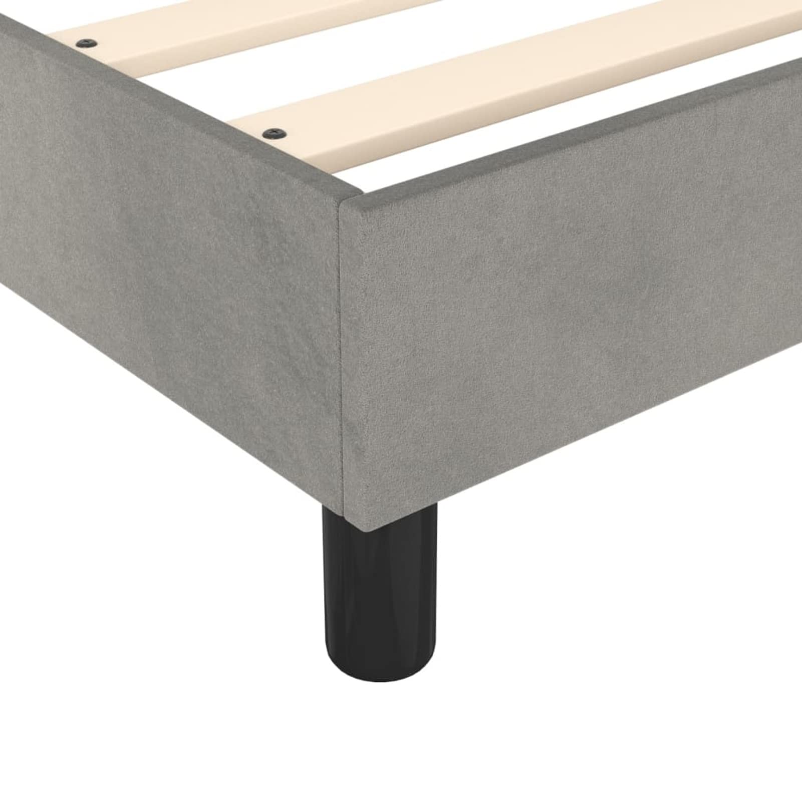 Tidyard Marco de cama con somier tapizado marco de cama para adultos dormitorio marco de cama aterciopelado, lamas de madera contrachapada gris claro 140 x 190 cm