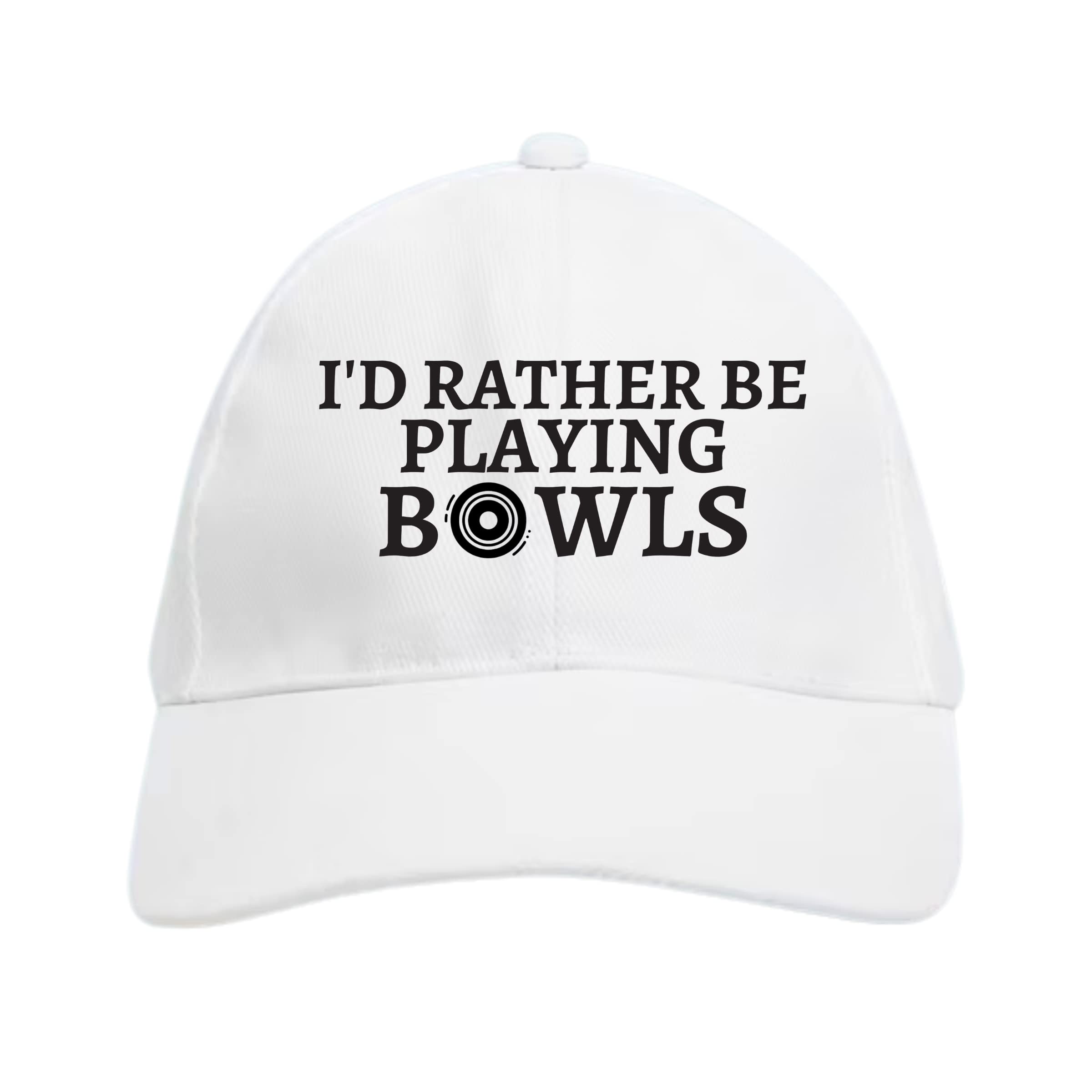 FIDRA Unisex I'd Rather Be Playing Bowls Baseball Cap. Fast UK Post White